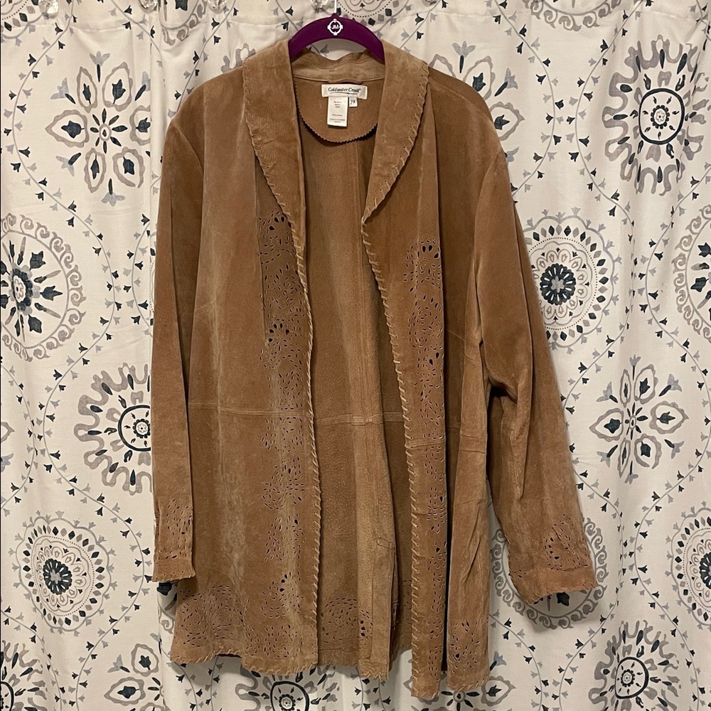 Coldwater Creek Laser Cut Suede Leather Jacket - Size 2x - Picture 3 of 9